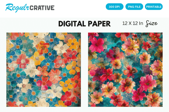 Download Colorful Blossom Digital Paper - Premium Bundle