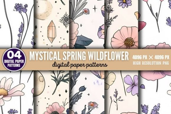 Download Mystical Spring Wildflower Patterns Digi - Patterns Collection