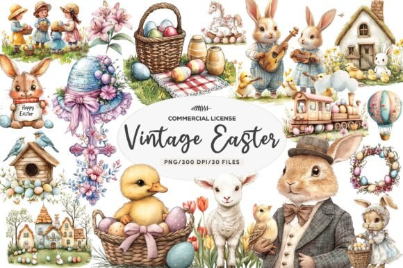 Download Vintage Easter Illustrations Clipart - Illustrations Collection