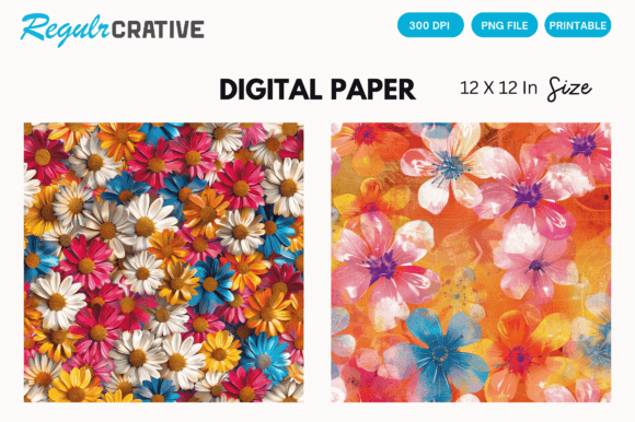 Download Colorful Blossom Digital Paper - Premium Bundle