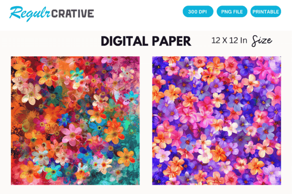 Download Colorful Blossom Digital Paper - Premium Resources