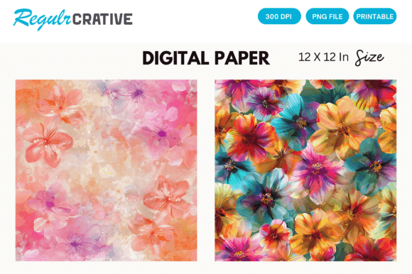 Download Colorful Blossom Digital Paper - Premium Bundle