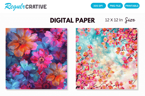 Download Colorful Blossom Digital Paper - Premium Resources