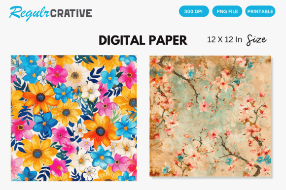 Download Colorful Blossom Digital Paper - Premium Resources