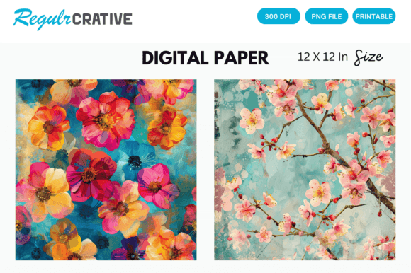 Download Colorful Blossom Digital Paper - Premium Resources